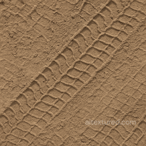 Tire Tracks With Deep Impressions On Compacted Soil Ground seamless Footprints PBR texture