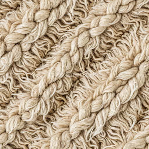Seamless 3D PBR Texture of Soft Beige Shaggy Leather with Thick Braided Details