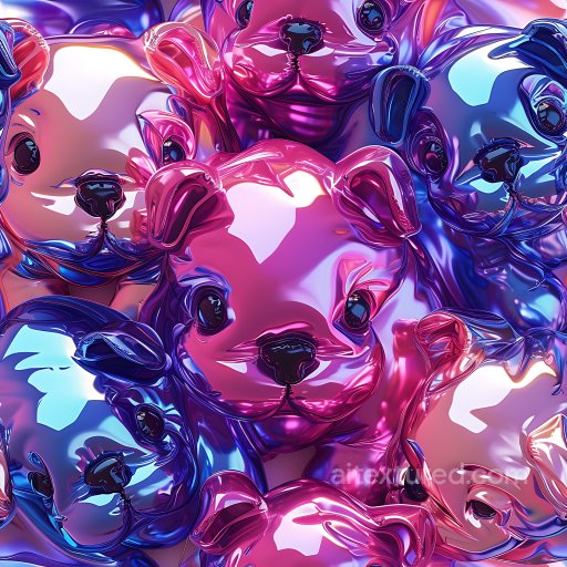 Inflated PBR Texture Featuring Shiny Metallic Balloon Bears in Pink and Blue seamless Inflated PBR texture