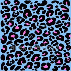 seamless Seamless 3D PBR Texture with Cartoon-Style Black and Pink Leopard Print on Blue Background texture 8k free download PBR