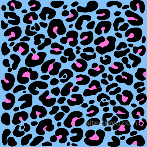 with Cartoon-Style Black and Pink Leopard Print on Blue Background seamless Leopard Print PBR texture