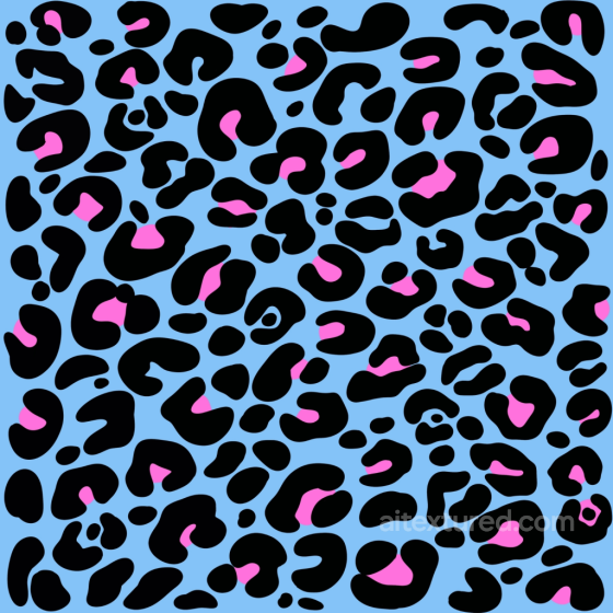 with Cartoon-Style Black and Pink Leopard Print on Blue Background Leopard Print texture preview