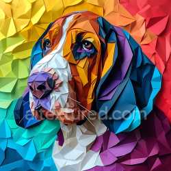 seamless Seamless 3D PBR Texture of Low Poly Basset Hound with Geometric Color Blocks texture 8k free download PBR