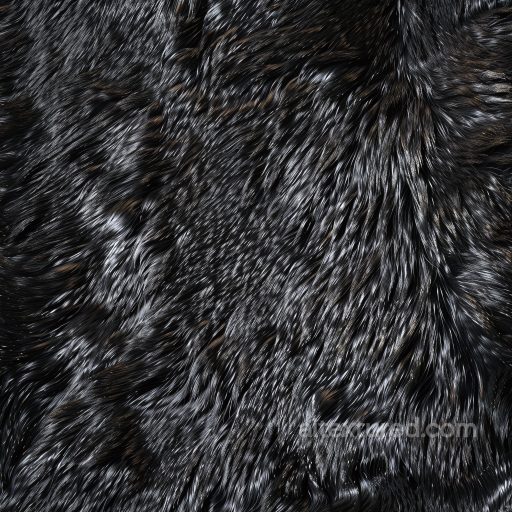 Black Glossy Fur Leather PBR Texture with Long, Shiny Fibers seamless Leather PBR texture
