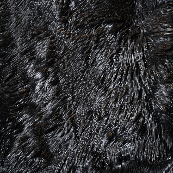 Black Glossy Fur Leather with Long, Shiny Fibers seamless PBR texture preview