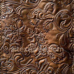 seamless Seamless 3D PBR Embossed Brown Leather Texture with Ornate Floral Patterns texture 8k free download PBR