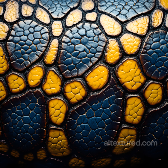 Reptilian Cracked Skin Texture With High Detail And Vibrant Blue-Yellow Tones Skin texture preview
