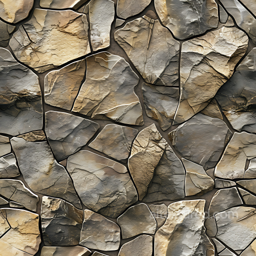 rocky stone wall PBR texture with cracked weathered stones in warm tones seamless Stone PBR texture