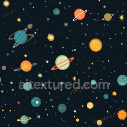 seamless Seamless 3D Space PBR Texture with Stylized Planets and Starfield in Vibrant Colors texture 8k free download PBR