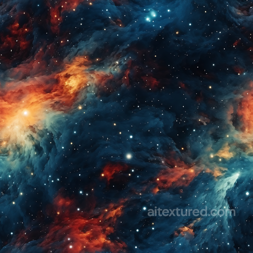 Space PBR Texture Featuring Vibrant Nebula Clouds and Starfield seamless Star, space, planets PBR texture