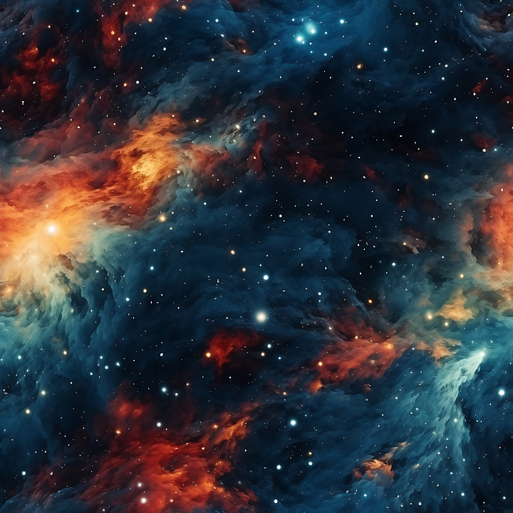 Space Featuring Vibrant Nebula Clouds and Starfield seamless PBR texture preview