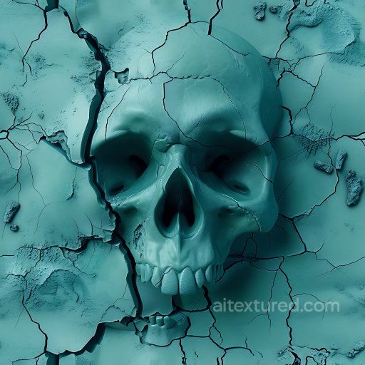 Cracked Plaster PBR Texture Featuring Detailed Skulls and Fractured Surface seamless Cracked & Holes PBR texture