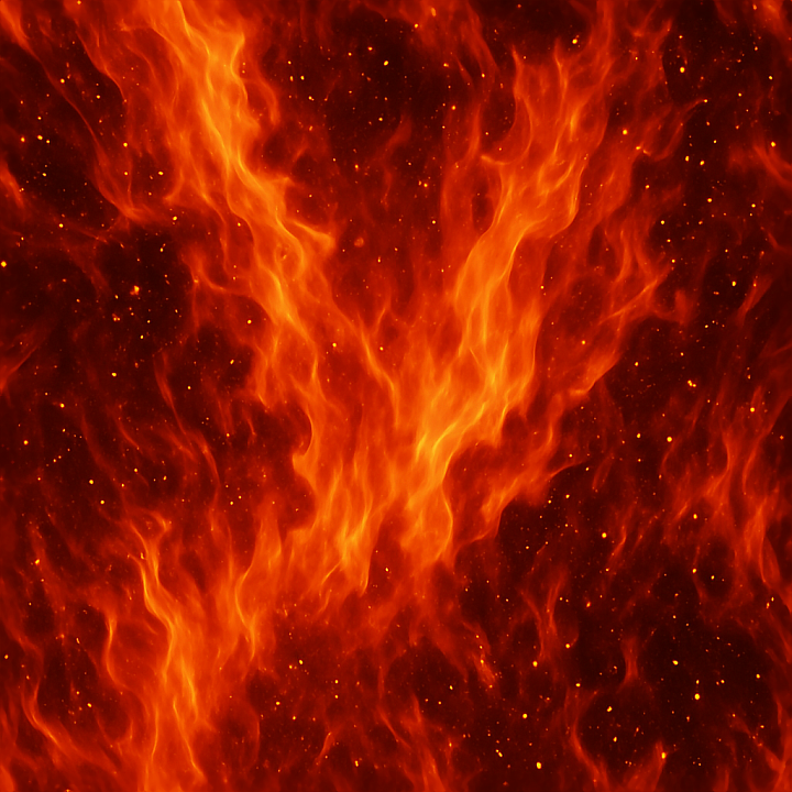 Crackling Bright Orange Fire Burst seamless PBR texture preview