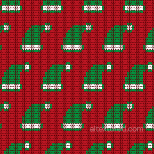 Digital Paper Texture with Red Knit and Green Santa Hats Pattern seamless All Christmas Digital paper PBR texture