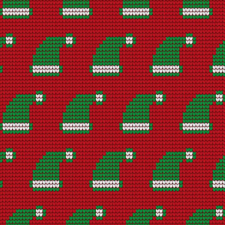 All Christmas Digital paper of Red Knit Digital Paper with Green Santa… seamless PBR texture preview