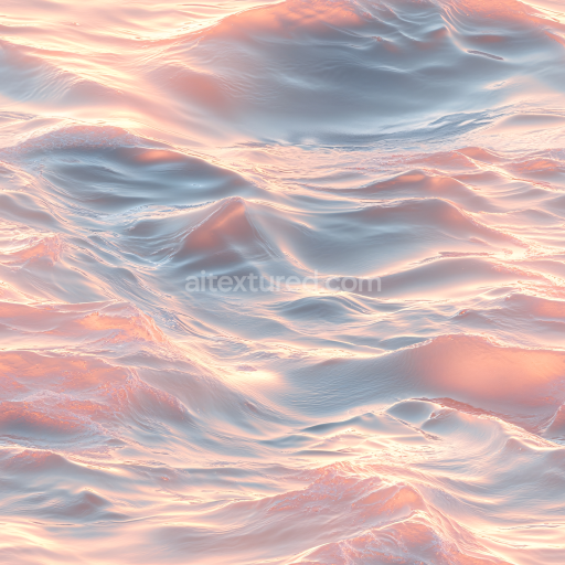 Seamless 3D PBR Water Texture Featuring Soft Ocean Waves with Sunset Glow