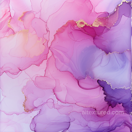 Alcohol Ink PBR Texture Featuring Pink and Purple Fluid Swirls with Gold Veining Alcohol ink texture preview