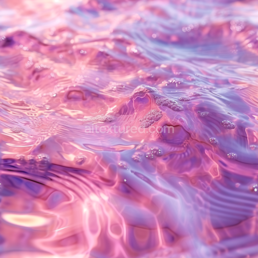 Seamless 3D Water PBR Texture Featuring Stylized Pink and Purple Glossy Waves with Foam Details