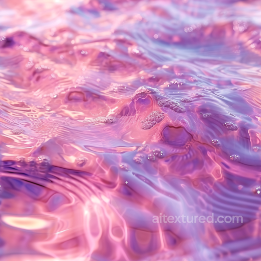 Water PBR Texture Featuring Stylized Pink and Purple Glossy Waves with Foam Details seamless Water PBR texture