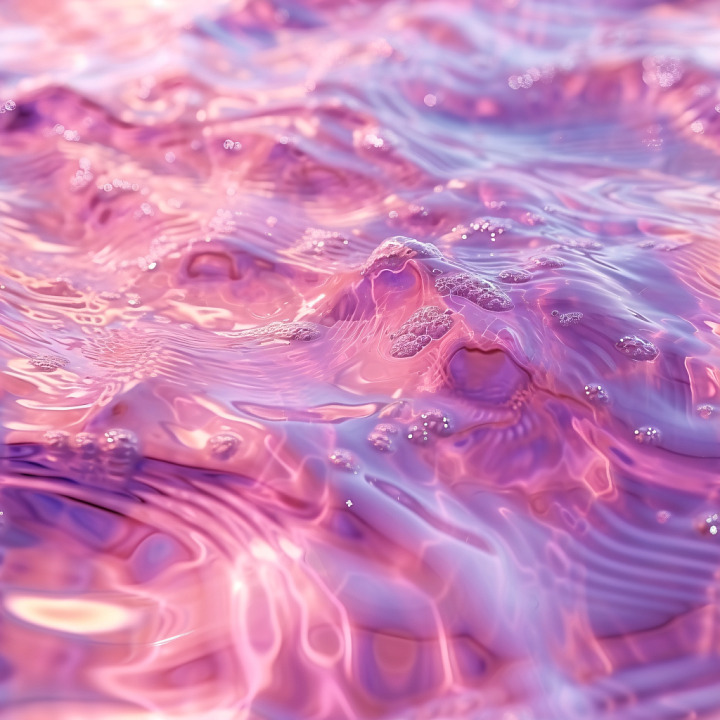 Water Featuring Stylized Pink and Purple Glossy Waves with Foam Details seamless PBR texture preview