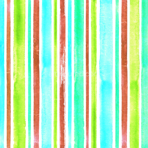 Seamless 3D PBR Watercolor Stripes Fabric Texture in Bright Cyan, Green, and Brown