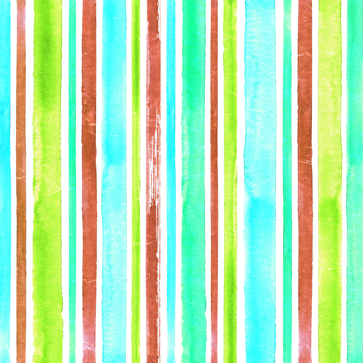 Watercolor Stripes Fabric in Bright Cyan, Green, and Brown seamless PBR texture preview