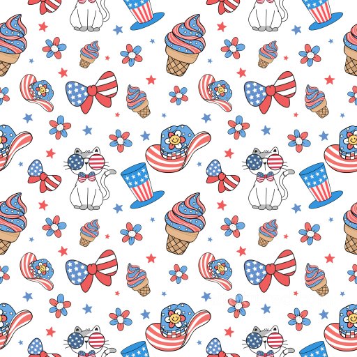 Pattern PBR Texture Featuring Cute Patriotic Cartoon Icons seamless Pattern Bundle PBR texture