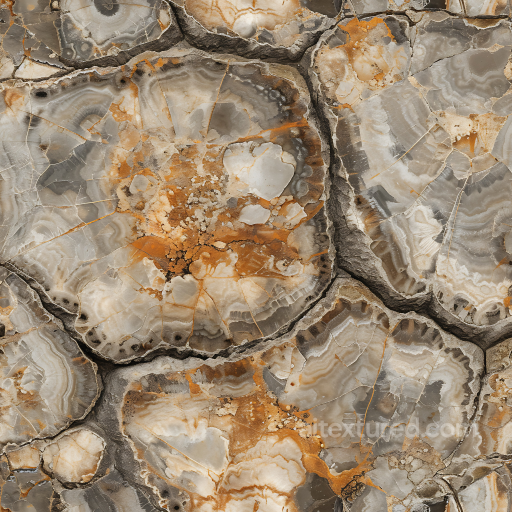 Polished Agate Rock PBR Texture with Natural Cracks and Earthy Tones seamless Stone PBR texture