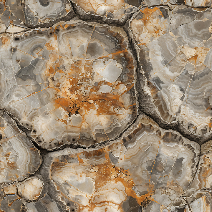 Polished Agate Rock with Natural Cracks and Earthy Tones seamless PBR texture preview