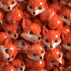 seamless Seamless 3D Inflated Glossy Vinyl Fox Heads PBR Texture in Bright Orange and Cream texture 8k free download PBR