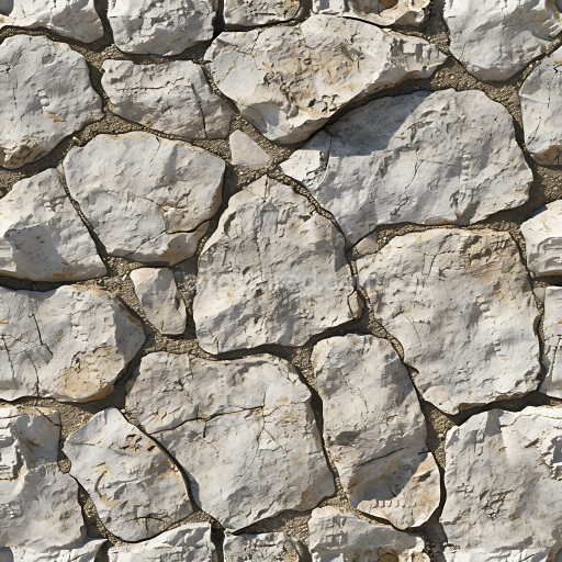 Seamless 3D Weathered Limestone Stone Wall PBR Texture with Cracks and Rough Surface