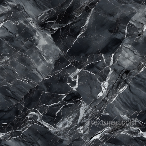 Dark Gray and Black Polished Marble Seamless Texture with Bold Veins seamless Marble PBR texture