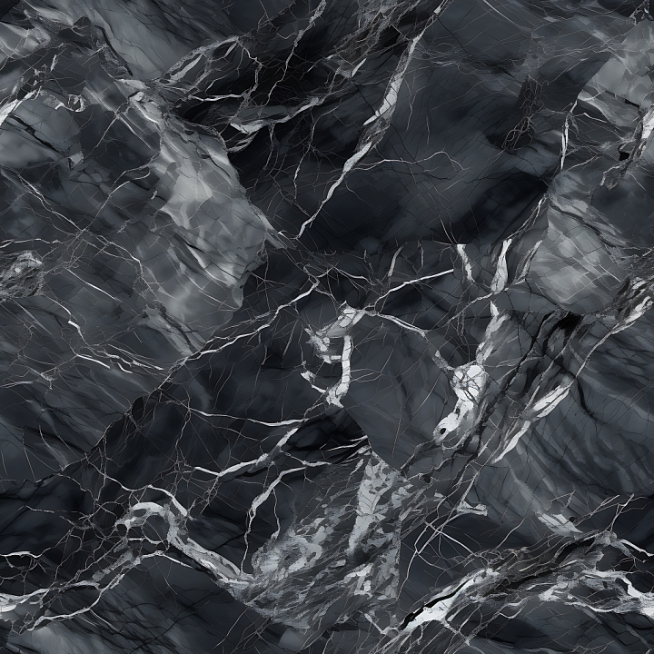Dark Gray and Black Polished Marble with Bold Veins seamless PBR texture preview