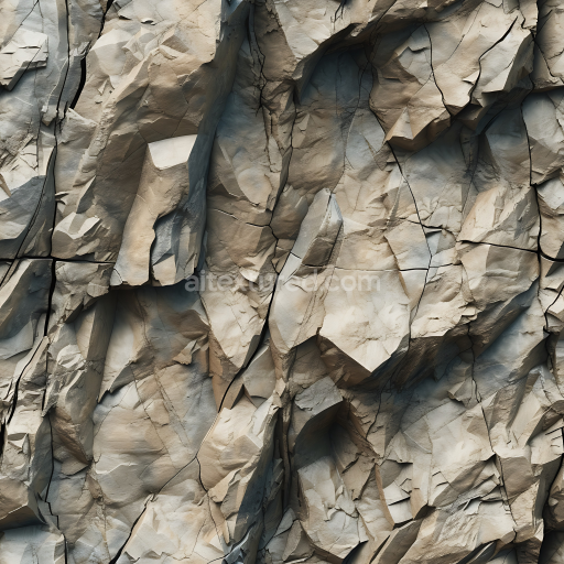 Seamless 3D PBR Texture of Cracked Cliff Rock Surface with Layered Crevices