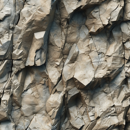 Stone Texture of Cracked Cliff Rock Surface with Layered Crevices seamless Stone PBR texture