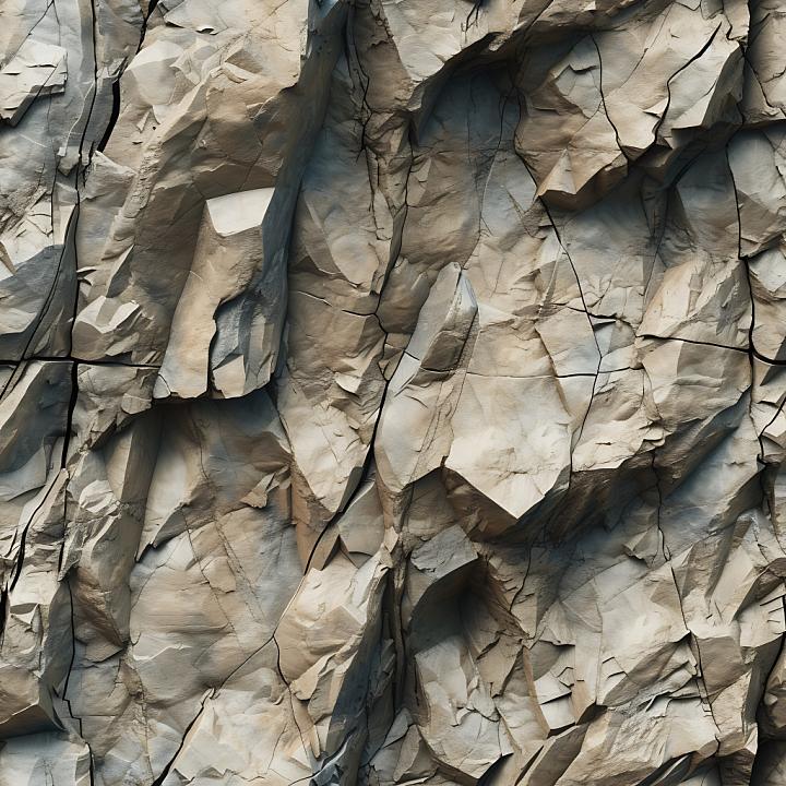 Stone of Cracked Cliff Rock Surface with Layered Crevices seamless PBR texture preview