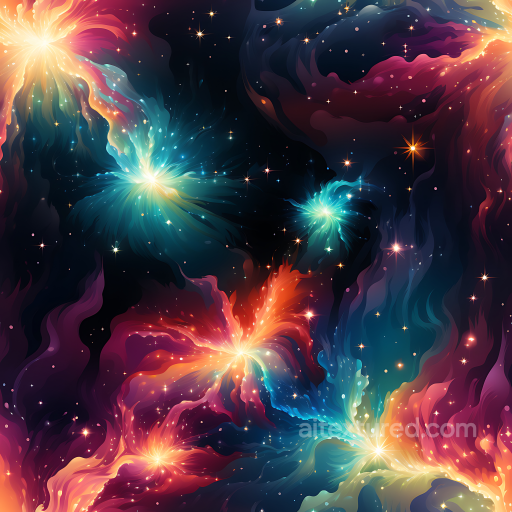 Space PBR Texture Featuring Vibrant Nebula Clouds and Galaxy Starfield seamless Star, space, planets PBR texture