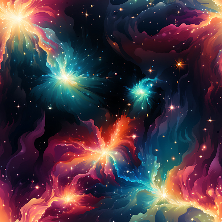 Space Featuring Vibrant Nebula Clouds and Galaxy Starfield seamless PBR texture preview