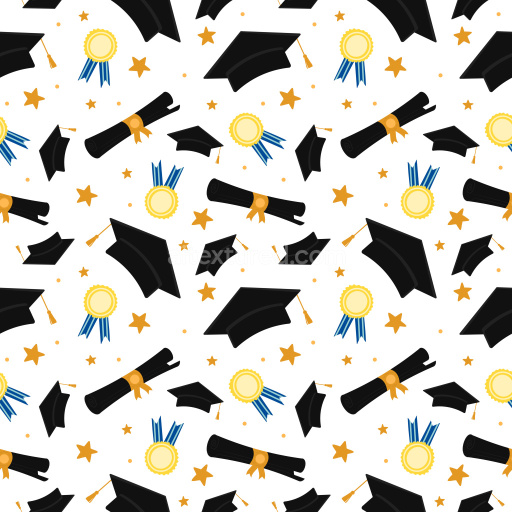 Pattern Bundle - Seamless 3D Graduation Pattern PBR Texture Featuring Caps, Diplomas, and Medals texture preview