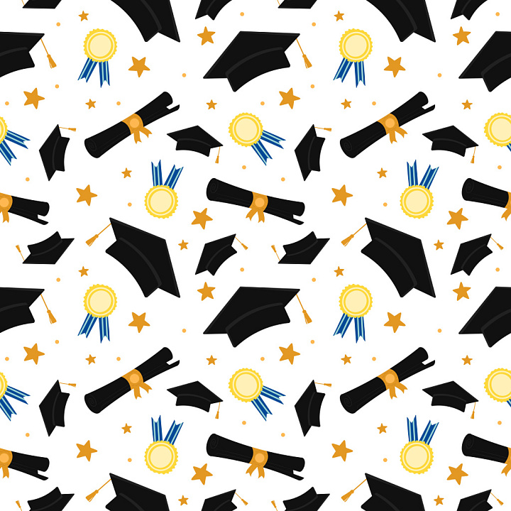 Graduation Pattern Featuring Caps, Diplomas, and Medals seamless PBR texture preview