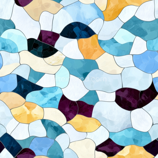 Seamless 3D Mosaic PBR Texture Featuring Multi-Colored Irregular Stone Chips with Glossy… texture preview