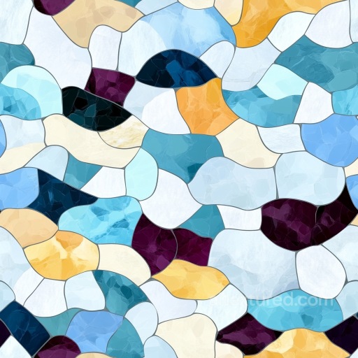 Mosaic PBR Texture Featuring Multi-Colored Irregular Stone Chips with Glossy Finish seamless Mosaic PBR texture