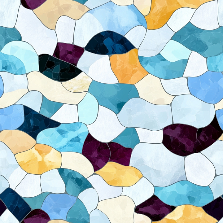 Mosaic Featuring Multi-Colored Irregular Stone Chips with Glossy Finish seamless PBR texture preview