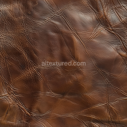 Seamless 3D PBR Texture of Aged Brown Leather with Deep Wrinkles and Natural Grain