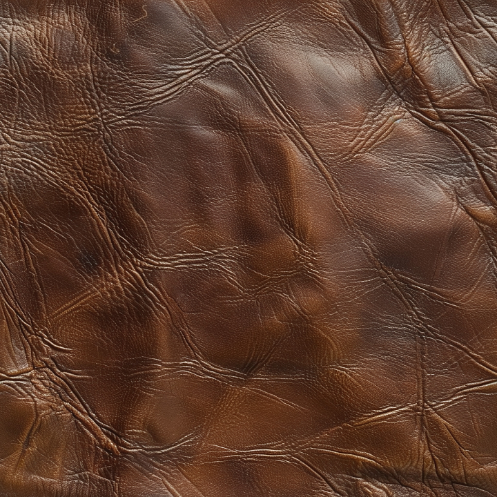Aged Brown Leather with Deep Wrinkles and Natural Grain seamless PBR texture preview