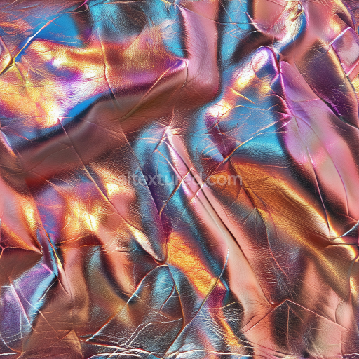 Seamless 3D Iridescent Crumpled Leather PBR Texture with Glossy Finish