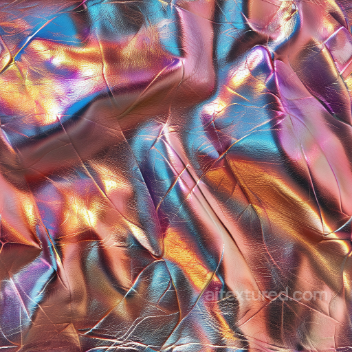 Iridescent Crumpled Leather PBR Texture with Glossy Finish seamless Leather PBR texture