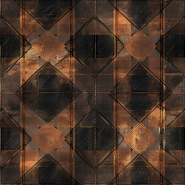 Rustic Black and Orange Plaid Pattern seamless PBR texture preview