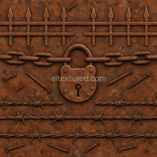 Seamless 3d texture pbr 8k rusty iron with oxidized metal for haunted iron fences