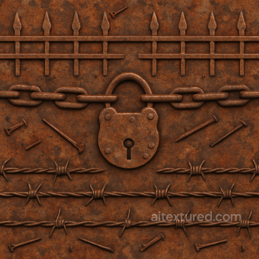Rusty Iron With Oxidized Metal For Haunted Iron Fences seamless Halloween PBR texture